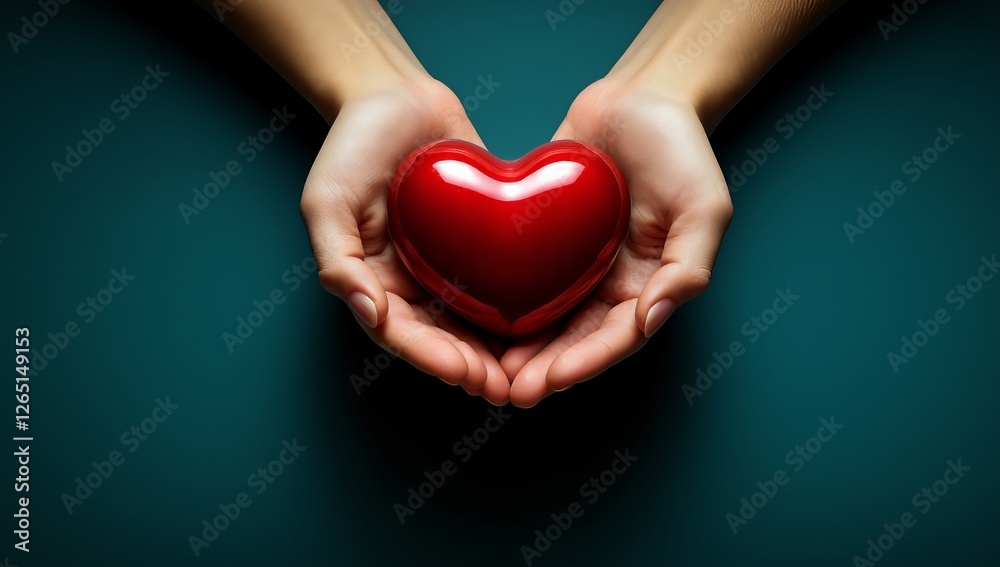Hands holding red heart Hands holding red heart