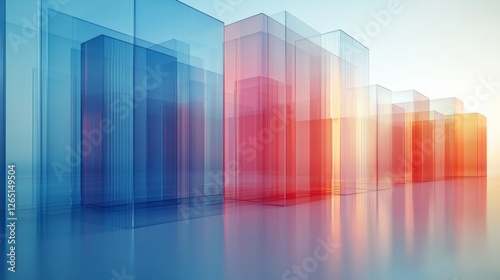 Abstract 3D glass graph symbolizing financial growth in a modern minimalistic design.