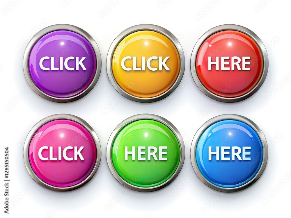 Modern Trendy Button Set - Click Here Buttons - Macro Photography Modern Trendy Button Set - Click Here Buttons - Macro Photography