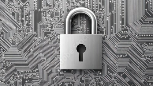 Wallpaper Mural Metallic padlock on circuit board representing cybersecurity Torontodigital.ca