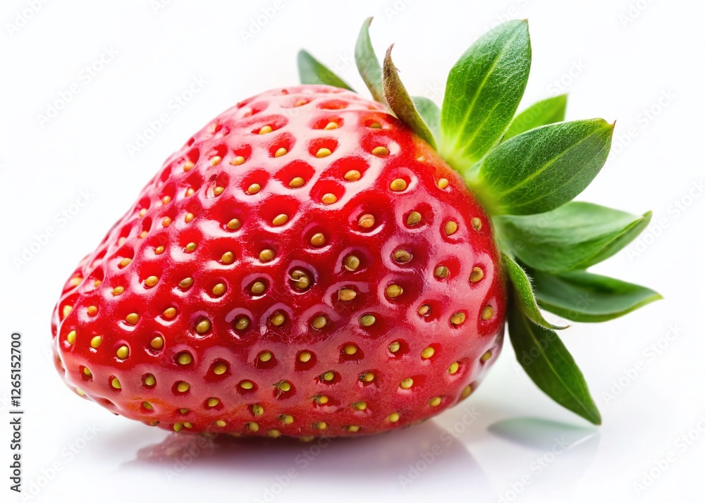 Single Fresh Strawberry Isolated on White Background - High Resolution Stock Photo Single Fresh Strawberry Isolated on White Background - High Resolution Stock Photo