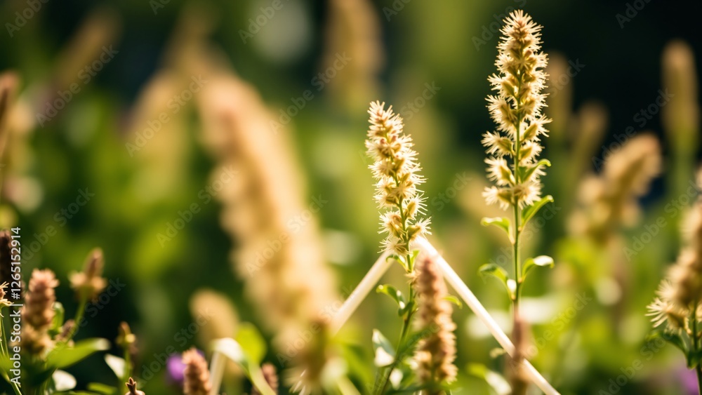 Sunlit Meadow Wildflowers Delicate Beige Blooms in Soft Focus Sunlit Meadow Wildflowers Delicate Beige Blooms in Soft Focus