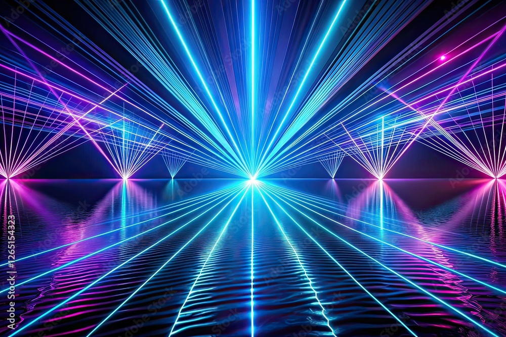 Obraz premium Neon Laser Lines Night Photography - Abstract Futuristic Design