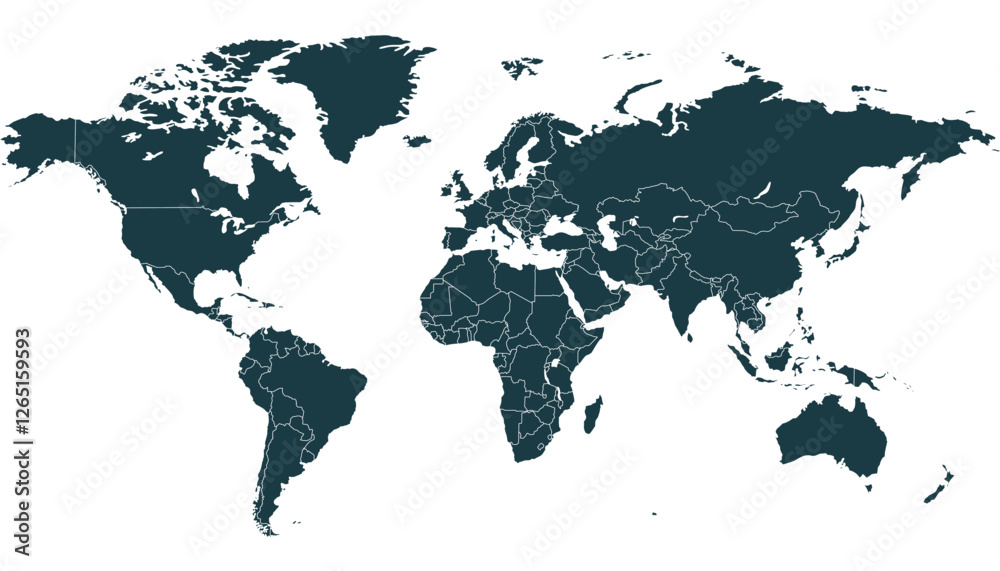 Obraz premium World map. Black modern vector map. Silhouette map