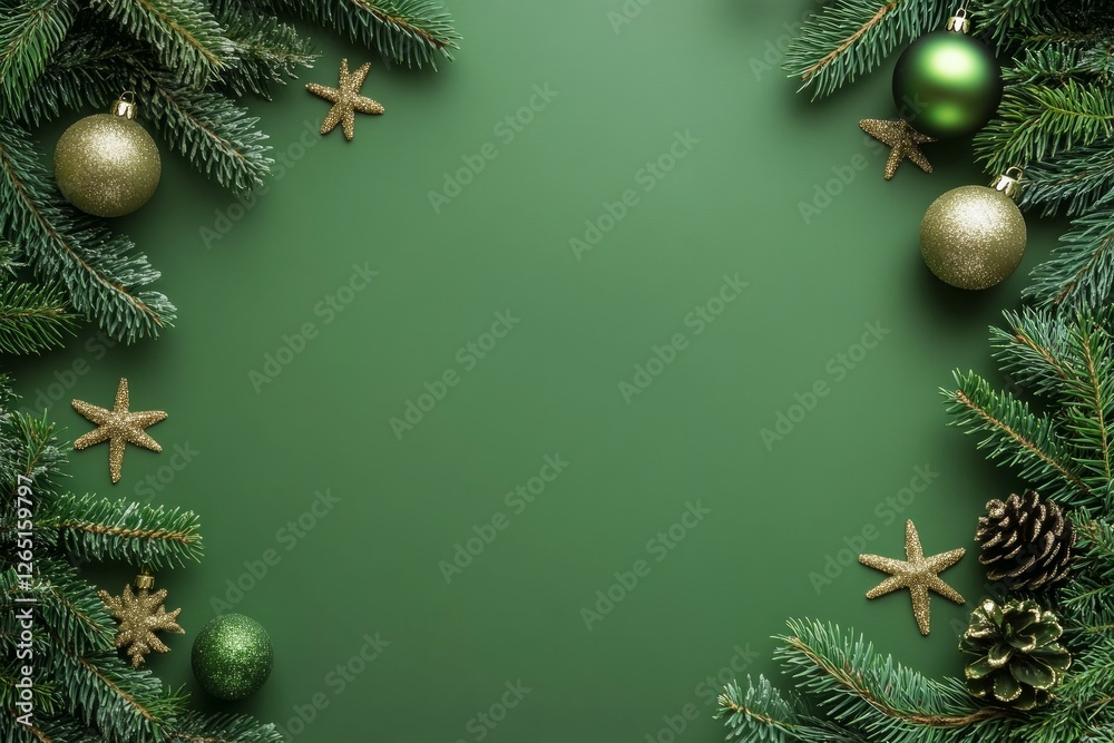 Christmas wreath with ornaments on teal background. AI image Christmas wreath with ornaments on teal background. AI image