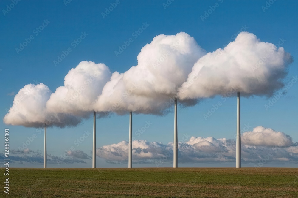 Wind power generation with wind turbines and cloud formation in rural landscape Wind power generation with wind turbines and cloud formation in rural landscape
