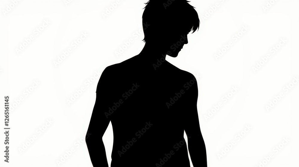 Black Silhouette of a Man on a White Background in a Minimalist and High-Contrast Style Black Silhouette of a Man on a White Background in a Minimalist and High-Contrast Style