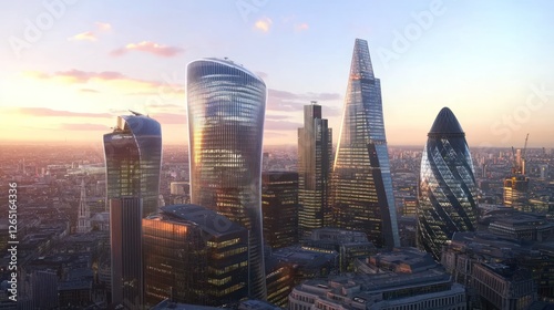 Stunning Sunset Over the London Skyline Featuring Iconic Skyscrapers