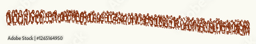 Vector drawing. Big people crowd