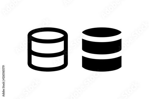 Minimalist Database Icon Set in Black Vector