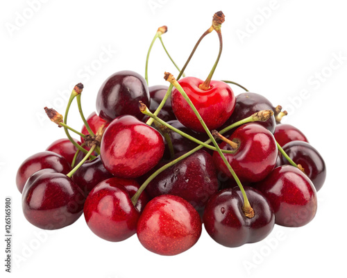 Fototapeta Naklejka Na Ścianę i Meble -  Cherry fruits bunch isolated on transparent background, PNG