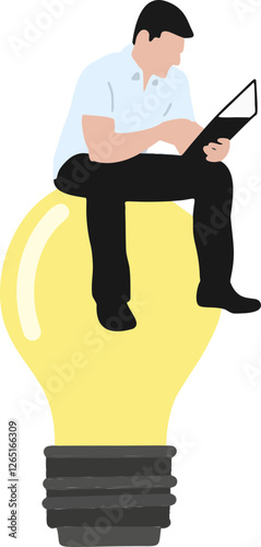 아이디어, 사람, 남자, 전구, 회사, 기업, 회사원, 생각, 기업인