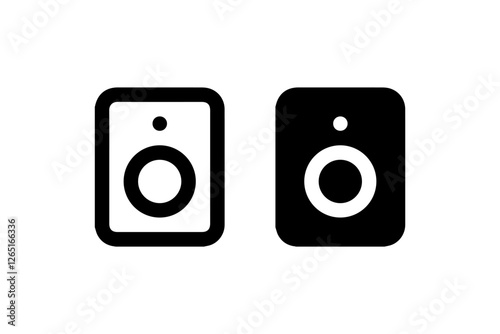 Speaker Icons in Outline and Solid Styles Vector