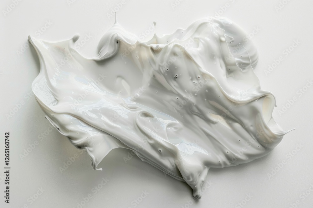 Smooth cream swirl on white background. AI image
