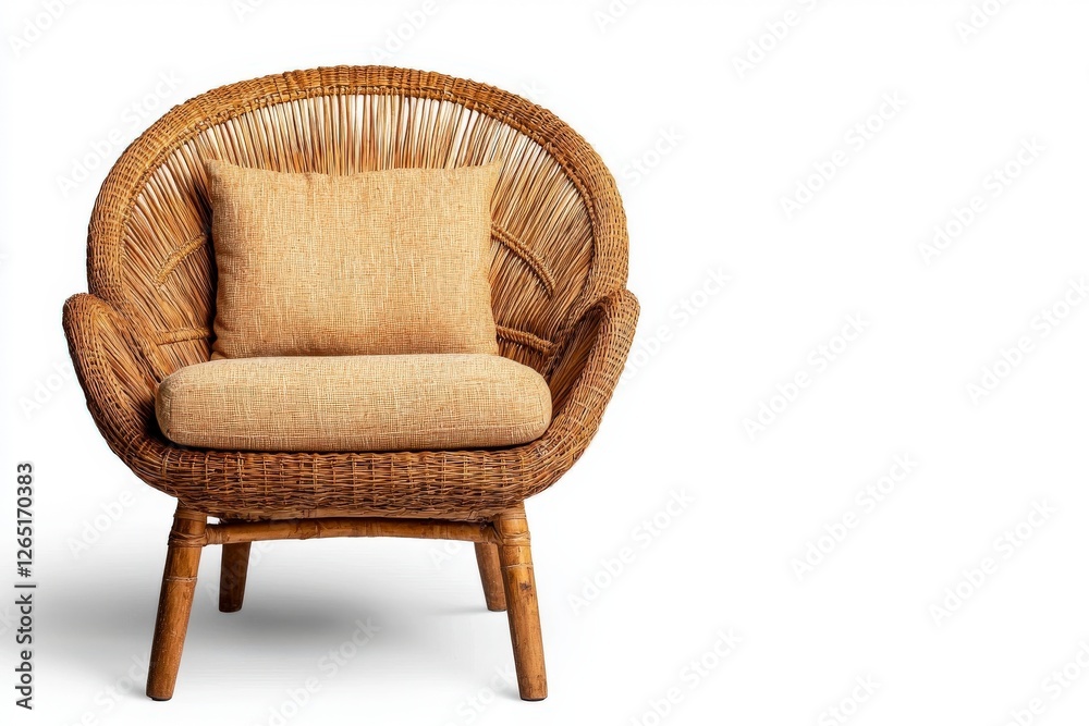Stylish Rattan Chair with Soft Cushion for Modern Living Room and Cozy Interior Decor Stylish Rattan Chair with Soft Cushion for Modern Living Room and Cozy Interior Decor