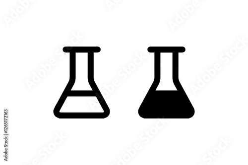 Black and White Laboratory Flask Icon vector