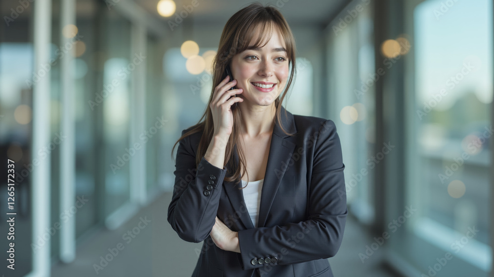 business woman holding her phone . business woman holding her phone .