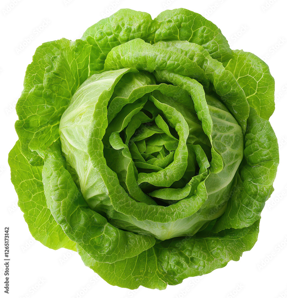Obraz premium Close Up of Fresh Green Romaine Lettuce Head on Transparent Background