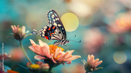 Wallpaper Mural a butterfly perched on a flower in the morning Torontodigital.ca