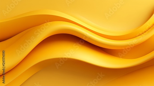 Abstract yellow background with waves, 3D, soft and smooth curves, and elegant and sophisticated design.