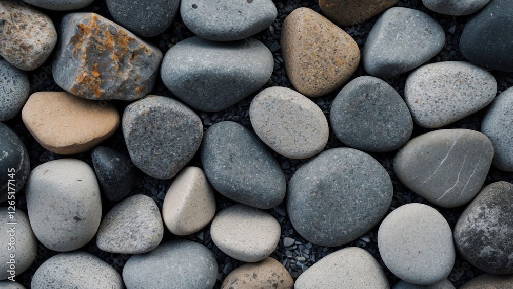 Colorful collection of smooth pebbles in various shapes and sizes arranged closely together on a surface Copy Space Colorful collection of smooth pebbles in various shapes and sizes arranged closely together on a surface Copy Space