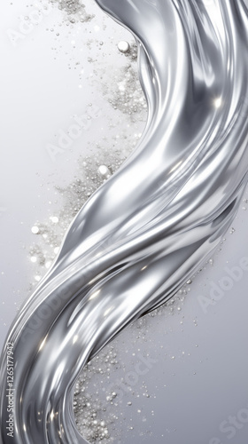  Luxury silver glitter flowing melting swirl, AI generated