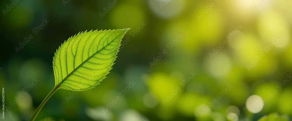 Translucent Green Leaf Illuminated by Sunlight: Symbol of Growth and Freshness Translucent Green Leaf Illuminated by Sunlight: Symbol of Growth and Freshness