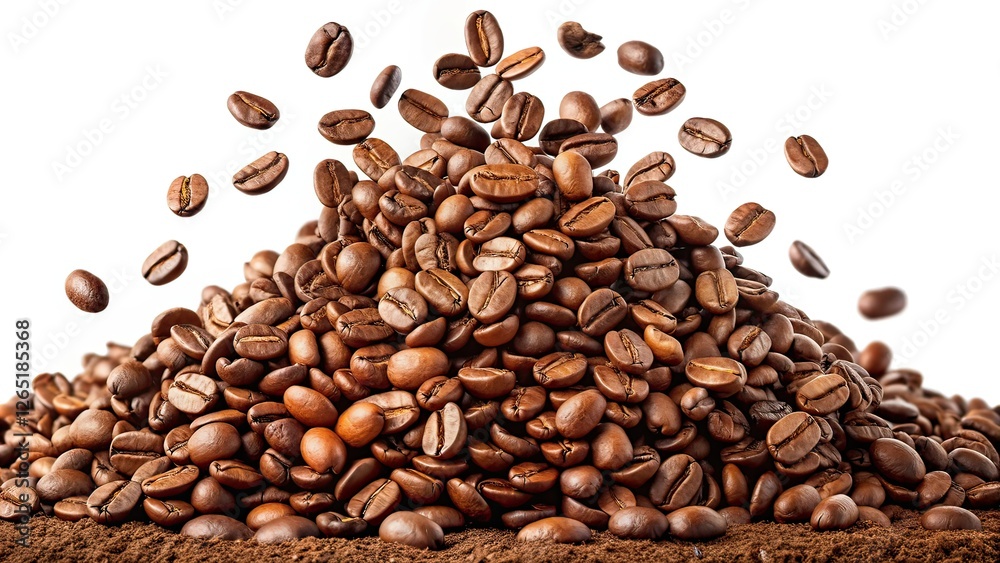 Obraz premium Roasted Coffee Beans Pile - High-Resolution Food Photography
