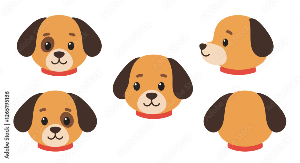 The image transitions from a front view to side profiles, highlighting different facial expressions of the dog. The image transitions from a front view to side profiles, highlighting different facial expressions of the dog.