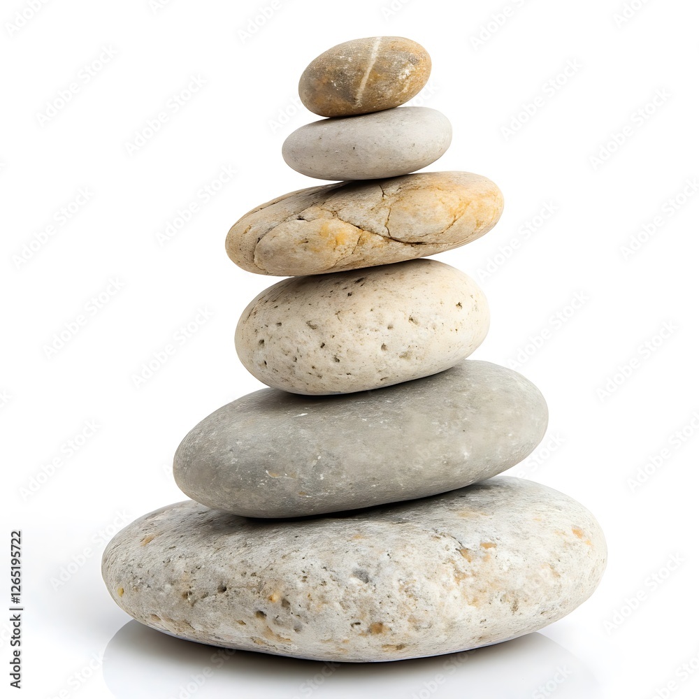 Natural stacked smooth stones in a balanced arrangement, ideal for meditation and decorative purposes Natural stacked smooth stones in a balanced arrangement, ideal for meditation and decorative purposes