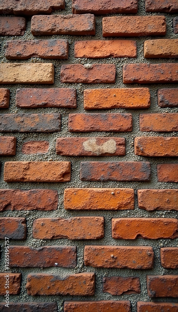 Recessed mortar, varied brick hues Light plays across surface , light, construction, red Recessed mortar, varied brick hues Light plays across surface , light, construction, red