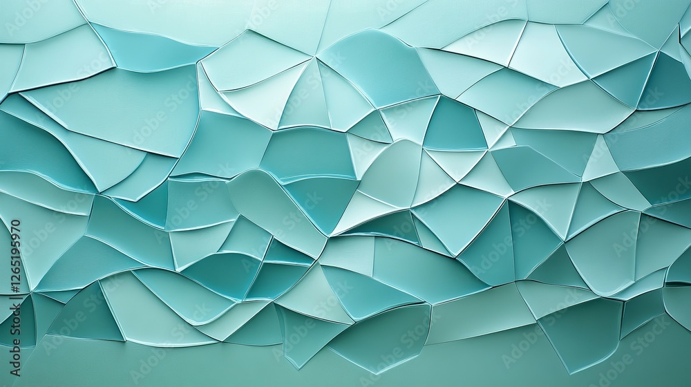 Obraz premium Soft mint green background with textured v 6 style design in shades of blue.