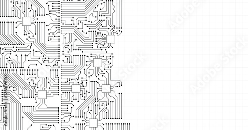 Circuit Board Technology Copy Space Vector Background.  Technology Black Circuit Diagram. Vector illustration