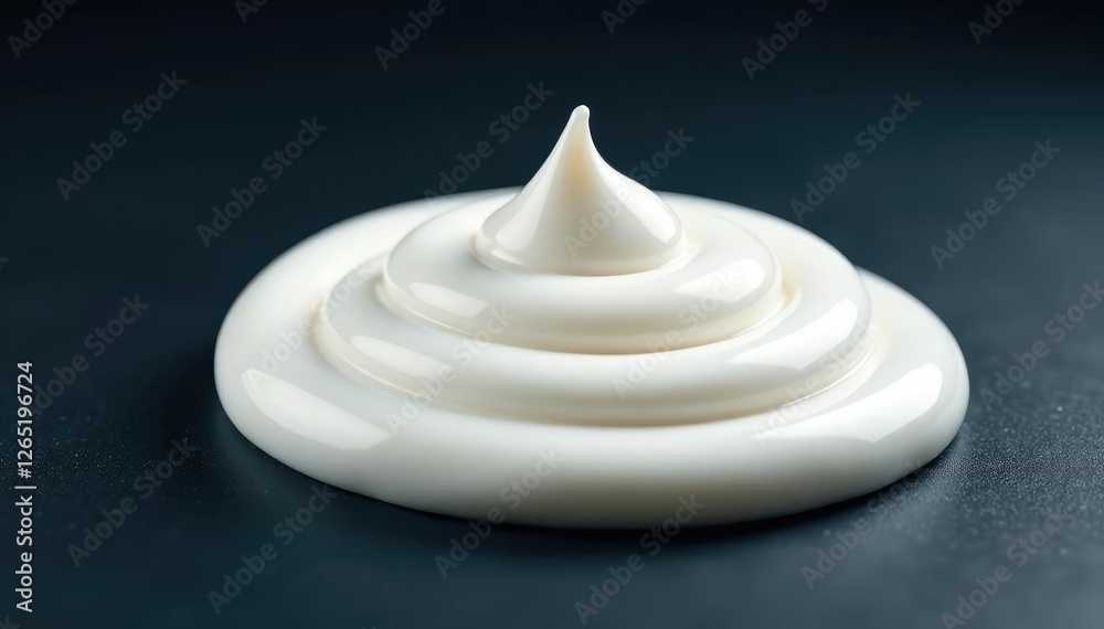 Silky smooth white cream resting on a dark surface, liquid, surface, background Silky smooth white cream resting on a dark surface, liquid, surface, background