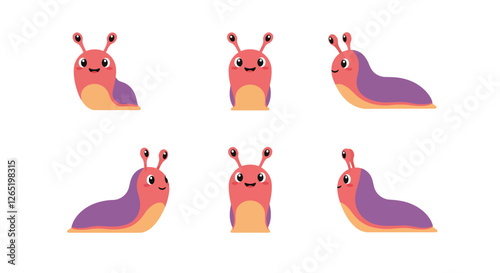 The first frame shows a happy snail, while the second frame displays a more relaxed pose.