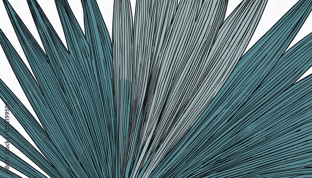 Obraz premium Line art palm leaf. Minimal continuous line tropic leaf foliage drawing illustration. Tropical modern plant design background. perfect any project.