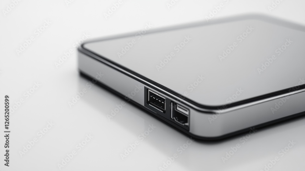 External hard drive on white background; data storage External hard drive on white background; data storage