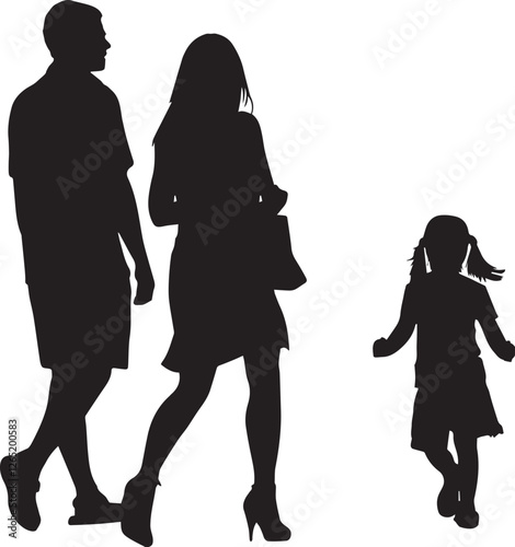 Silhouette of a Family: Man, Woman, and Child