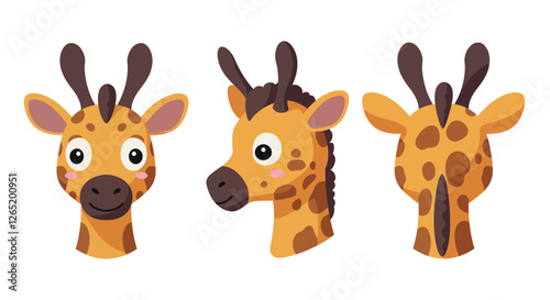 The giraffes expression changes from happy to neutral between the first and second frame.