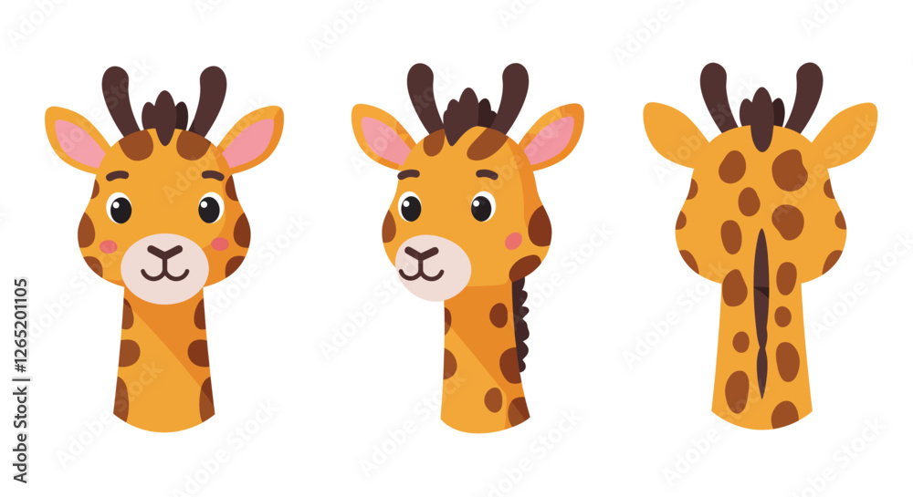 Fototapeta premium The first frame features the giraffes face, while the second shows a side profile view.