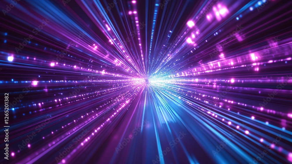 A retro synthwave background with neon grid lines and purple, blue and pink light rays. '80s aesthetic with glowing geometric patterns and grid structures. Retro Sci-Fi Background Futuristic Grid