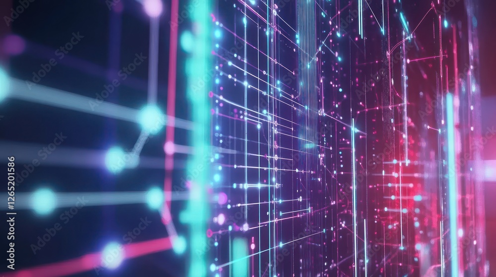 Obraz premium Abstract Futuristic Technology Background with Glowing Lines and Nodes