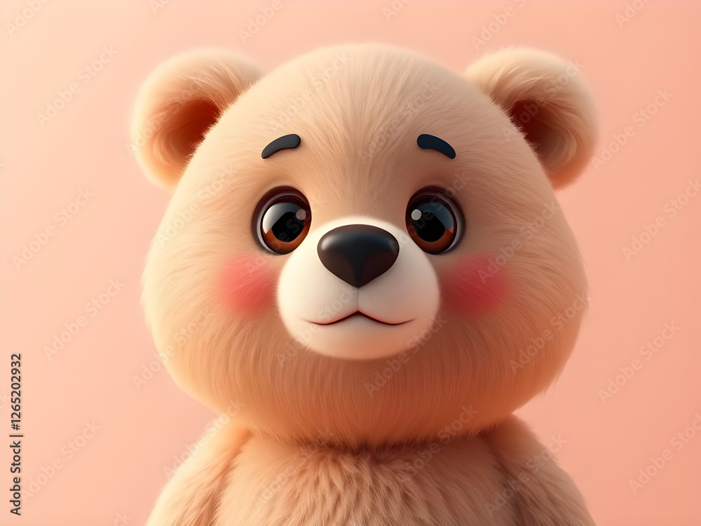 3d Cute soft toy doll of bear with white background 3d Cute soft toy doll of bear with white background