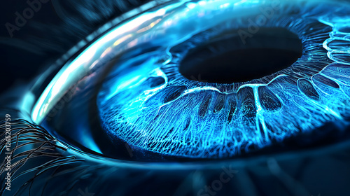 Obraz na płótnie Eye anatomy cross-section, smooth glass texture, soft glowing edges, close-up ce