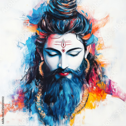 lord shankar meditating face on white background photo