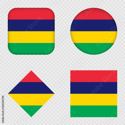 Mauritius Flag Icons Pack. Vector illustration.