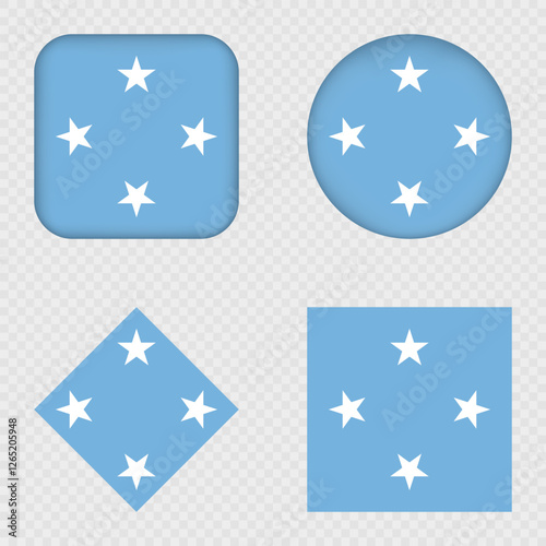 Micronesia Flag Icons Pack. Vector illustration.