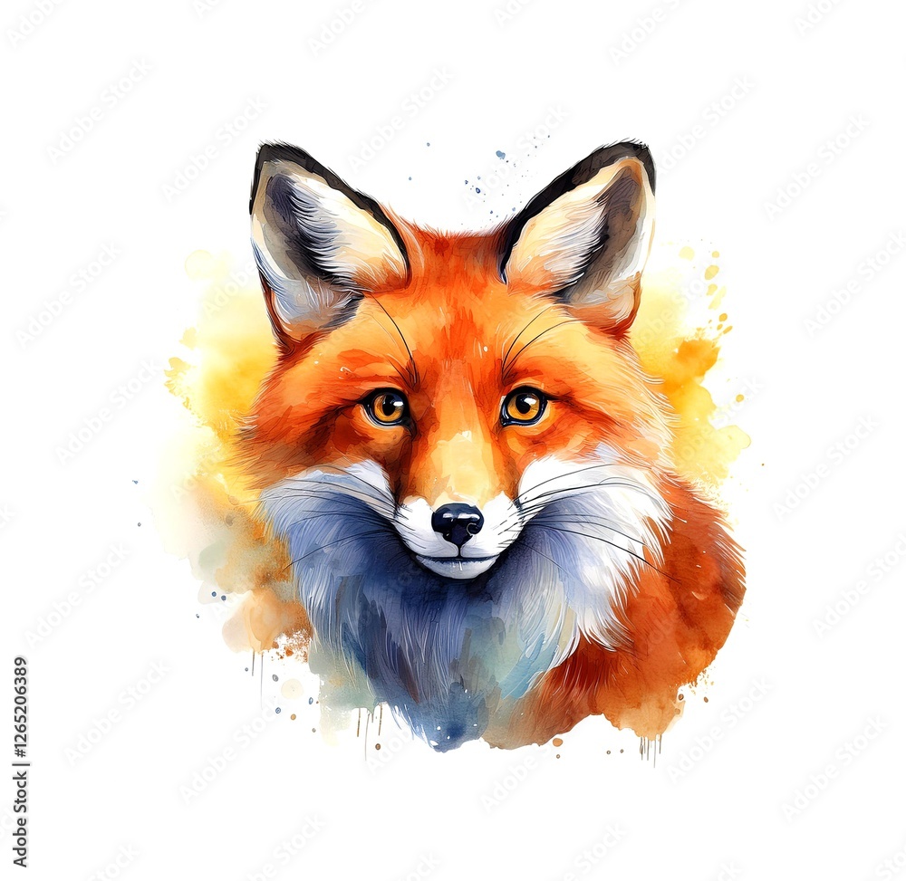 Obraz premium Kleiner Fuchs schön und niedlich Kinderbild Aquarell