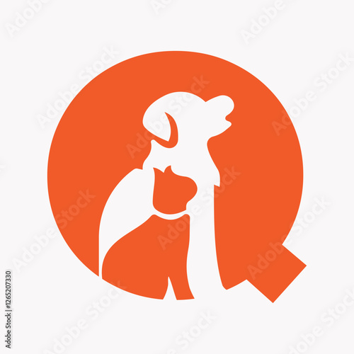 Initial Letter Q Pet Care Logo Design Concept With Dog Symbol