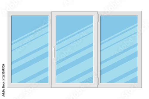 Plastic triple casement window isolated on white background. Vector illustration